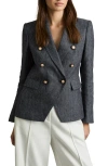 Reiss Womens Baker Peak-lapel Double-breasted Linen And Cotton-blend Blazer Navy