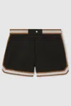 Reiss Che Contrast Stripe Elasticated Waist Swim Shorts In Black