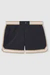 Reiss Che Contrast Stripe Elasticated Waist Swim Shorts In Navy