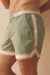 Reiss Che Contrast Stripe Elasticated Waist Swim Shorts In Sage Green