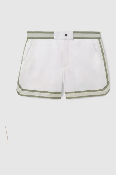 Reiss Mens White Baller Contrast-panel Regular-fit Woven Swim Shorts In White