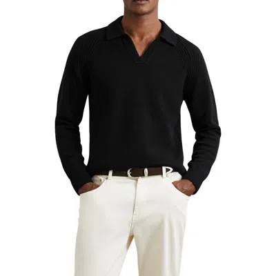 Reiss Banbury Wool & Cashmere Johnny Collar Sweater In Black