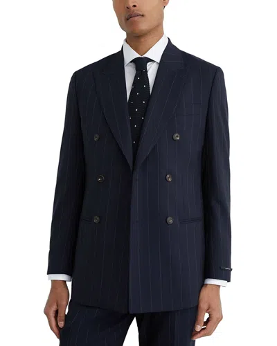 Reiss Bank Pinstripe Peak Wool Formal Jacket In Purple