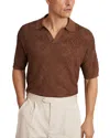 Reiss Banks Johnny Collar Textured Polo Sweater In Brown