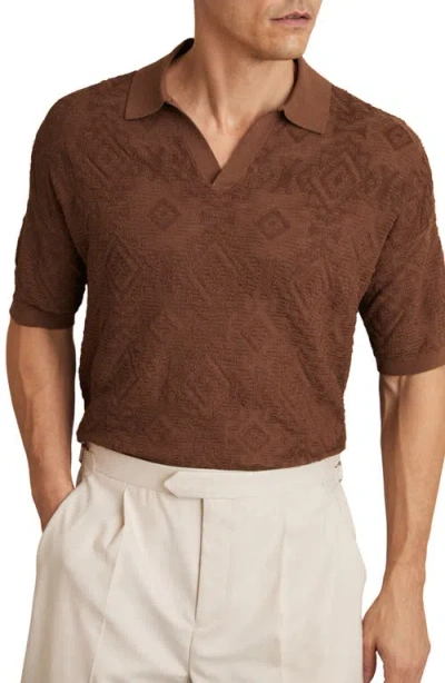 REISS REISS BANKS JOHNNY COLLAR TEXTURED POLO SWEATER