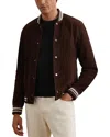 Reiss Banridge Long Sleeved Suede Stripe Bomber Jacket In Brown