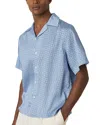 Reiss Soft Blue Geometric Wave Print Cuban Shirt In Blue