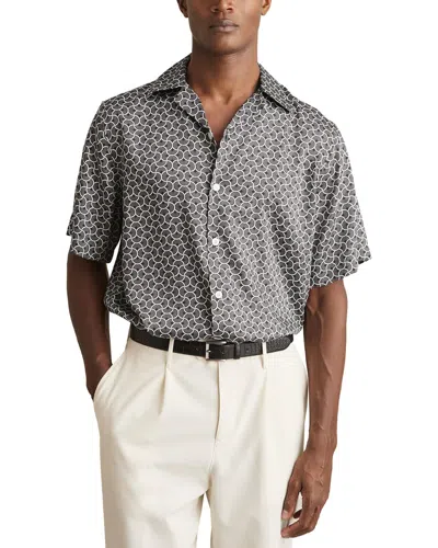 Reiss Barella Geo Wave Print Shirt In Black