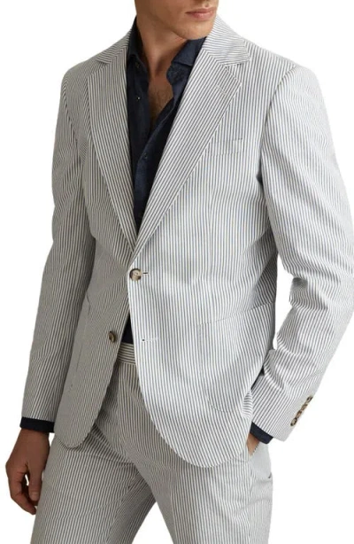 Reiss Barr Stripe Cotton Suit Coat In Multi