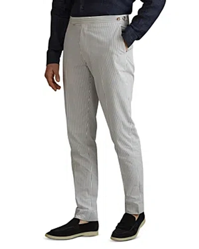 Reiss Barr Striped Seersucker Slim Fit Dress Pants In Soft Blue/white