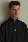 REISS BLACK BARRET TEXTURED HALF-ZIP FUNNEL NECK JUMPER