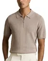 Reiss Mens Taupe Brown Bart Half-zip Stretch-knit Polo Shirt Xs In Taupe Brown