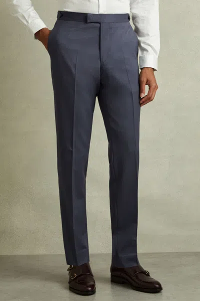 Reiss Airforce Blue Bartley Textured Wool Slim Fit Trousers