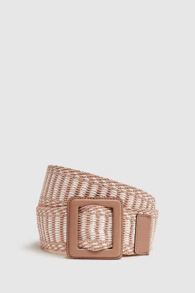 Reiss Neutral Daisy Raffia Buckled Belt