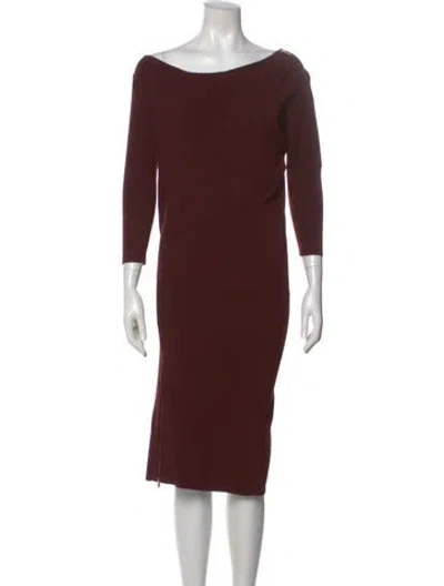 Pre-owned Reiss Bateau Neckline Knee-length Dress In Burgundy