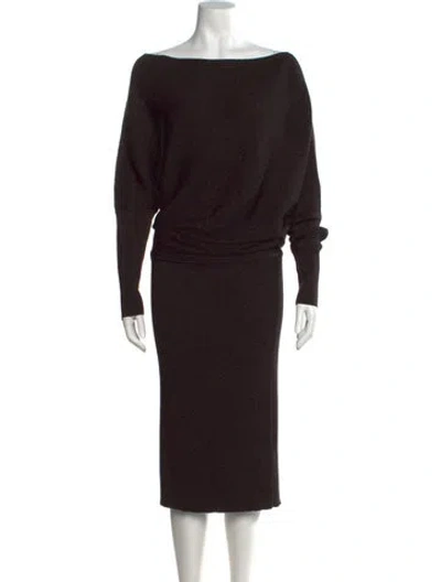 Pre-owned Reiss Bateau Neckline Midi Length Dress In Black