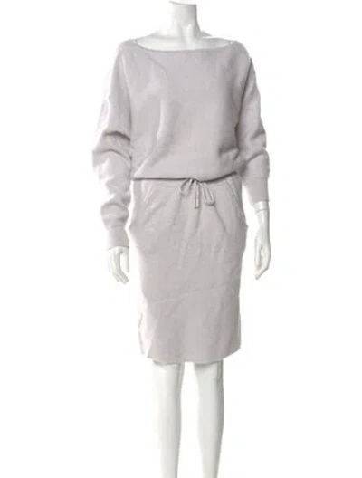 Pre-owned Reiss Bateau Neckline Midi Length Dress In Gray