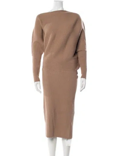 Pre-owned Reiss Bateau Neckline Midi Length Dress In Neutral