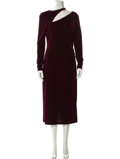 Pre-owned Reiss Bateau Neckline Midi Length Dress W/ Tags In Burgundy