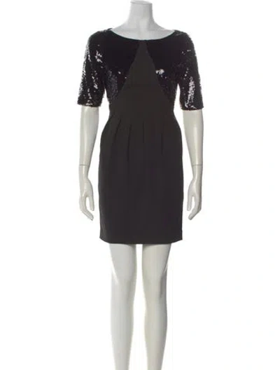 Pre-owned Reiss Bateau Neckline Mini Dress In Black