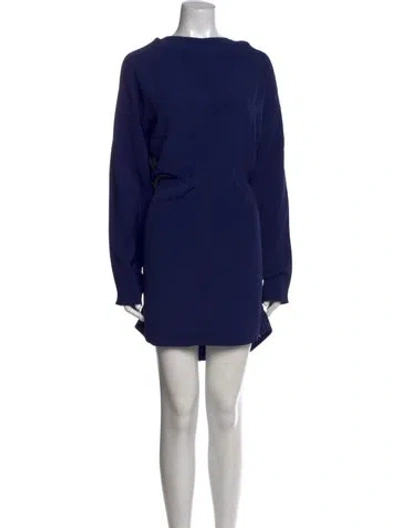 Pre-owned Reiss Bateau Neckline Mini Dress In Blue