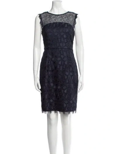 Pre-owned Reiss Bateau Neckline Mini Dress In Blue
