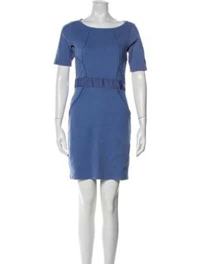Pre-owned Reiss Bateau Neckline Mini Dress In Blue