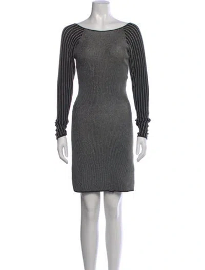 Pre-owned Reiss Bateau Neckline Mini Dress In Gray