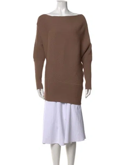 Pre-owned Reiss Bateau Neckline Sweater In Brown
