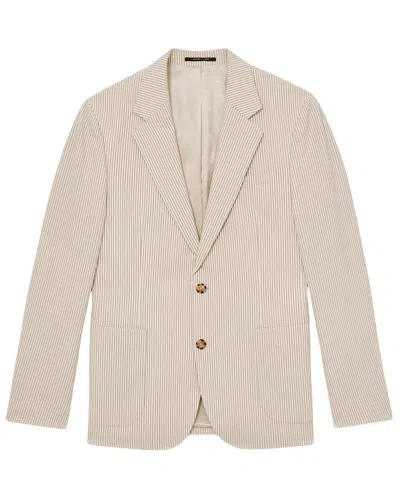 Reiss Bay Notch Seersucker Formal Jacket In Neutral