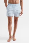 Reiss Unifarbene Badeshorts Mit Kordelzug In Soft Blue