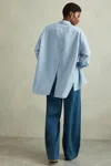 Reiss Blue Oversized Shirt With Linen In Blue