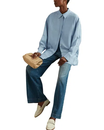 Reiss Beatrix Oversized Linen-blend Blouse In Blue