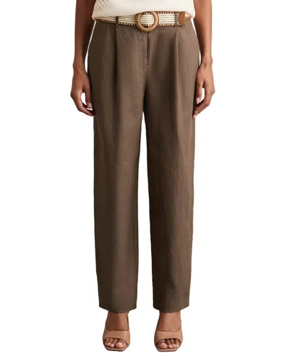 Reiss Beau Belted Linen Taper Trouser In Brown