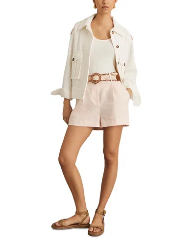 Reiss Beau Linen Belted Shorts In Pink
