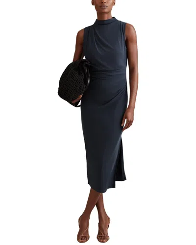 Reiss Beaux Drape Sleeveless Sheath Dress In Blue