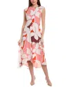Reiss Becci Floral Midi Dress In Red