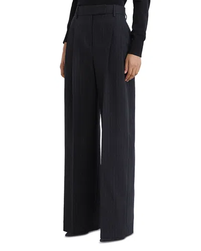 Reiss Beck Wool Pleated Pants In Blue