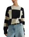 Reiss Black/white Wool-cashmere Check-intarsia Jumper In Black/white