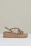 Reiss Beige Leather Knot Strappy Platform Sandals In Beige