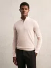 Reiss Beige Merino Wool Half-zip Jumper In Neutral