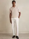 Reiss Beige Merino Wool Open-collar Polo Shirt In Neutral
