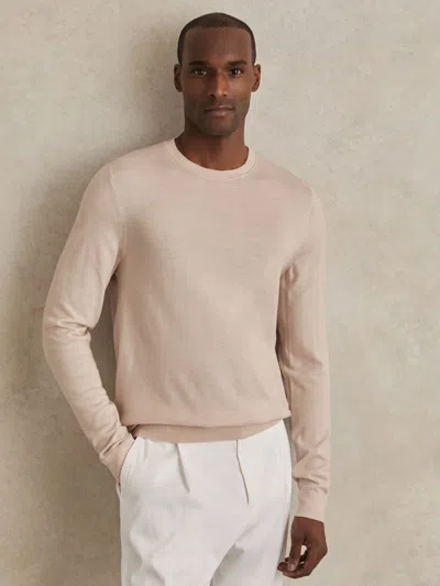 REISS REISS BEIGE WESSEX MERINO-WOOL CREW-NECK JUMPER
