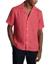 Reiss Beldi Cuban Collar Linen Top In Red
