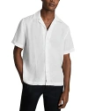 Reiss Beldi Linen Short Sleeve Cuban Collar Shirt In White