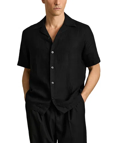 Reiss Beldi Oversized Textured Camp Shirt In Black