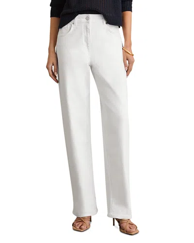 Reiss Belinda Turn Up Straight Jeans In White In Taupe