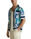 Reiss Blue Multi Belize Cuban Collar Shirt In Blue Multi