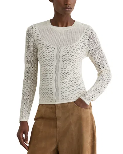 Reiss Bella Pointelle Knit Top In White
