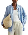 Reiss Womens Blue Belle Relaxed-fit Long-sleeve Linen Shirt In Blue